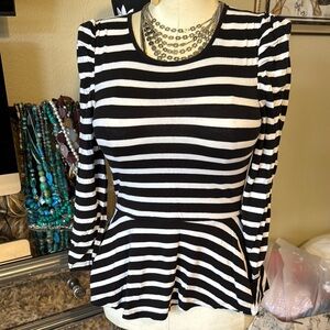 Black and White Striped Women's Top